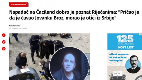 ЖАЛИО СЕ УСТАШАМА ДА МУ НИЈЕ УГОДНО У СРБИЈИ! Хрватски медији пишу - Дорћолски убица блокадер добро познат Ријечанима