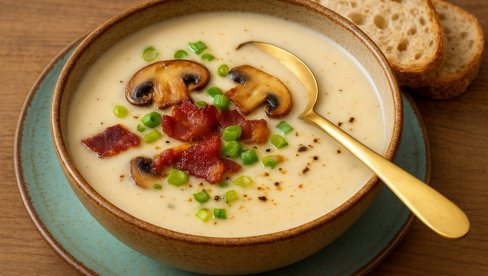 КРЕМАСТА КРОМПИР ЧОРБА СА БУКОВАЧОМ И СЛАНИНОМ: Топла чорба за хладне дане