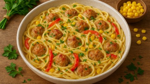 КРЕМАСТА ПАСТА СА КОБАСИЦОМ И ПОВРЋЕМ: Савршено за брзу вечеру за целу породицу