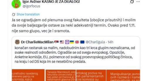 IDEOLOG BLOKADERA IGOR AVŽNER: Studenti plenumaši lupaju baljezgarije i ne predstavljaju nikoga