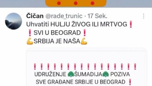 НАЛОЖЕНО ПРОЦЕСУИРАЊЕ ТВИТЕРАША: Позивао на рушење државе и убиство Вучића