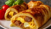 РОЛНИЦЕ ОД ЛИСНАТОГ ТЕСТА СА КОБАСИЦОМ, ЈАЈИМА И СИРОМ: Савршен доручак за почетак дана
