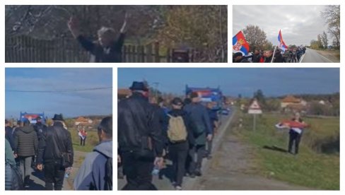BAKA I DEKA IZAŠLI DA POZDRAVE SRPSKE HEROJE: Dok šačica blokadera pokušava da ih isprovocira, srpski domaćini pozdravljaju pešake sa KiM
