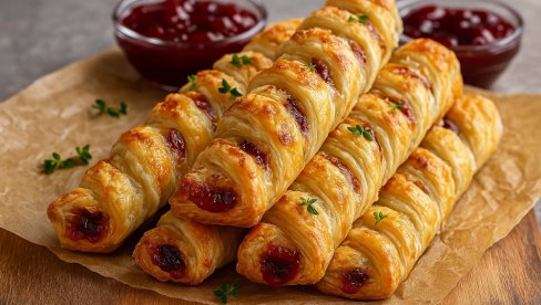 LISNATI ŠTAPIĆI SA BRI SIROM I DŽEMOM OD MALINE: Elegantno, jednostavno i neodoljivo!