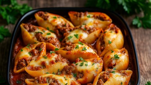 PUNJENE ŠKOLJKE OD TESTENINE SA GOVEDINOM I SIROM: Italijanski klasik na tanjiru