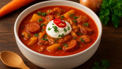 МАЂАРСКА ЧОРБА СА КОБАСИЦОМ И ПАПРИКОМ: Густо и ароматично јело за хладне дане