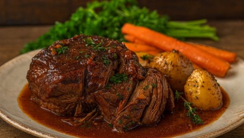 ПЕЧЕНА ГОВЕДИНА СА КРОМПИРОМ У СОСУ: Класик који мирише на домаћу кухињу