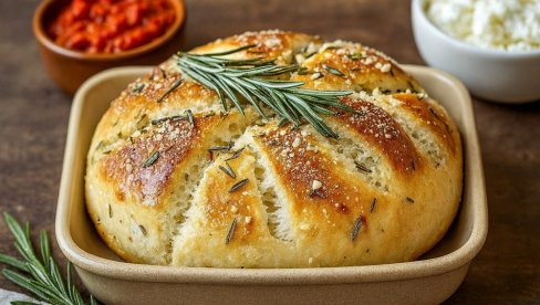 DOMAĆI HLEB SA BELIM LUKOM: Hleb koji osvaja svojim aromatičnim, toplim ukusom belog luka i sveže zelenog ruzmarina