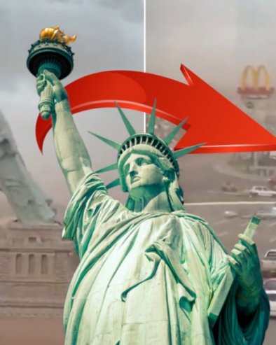 ВЕТАР СРУШИО КИП СЛОБОДЕ: Видите снимак како је пала 24 метара висока реплика - и то насред паркинга (ВИДЕО)