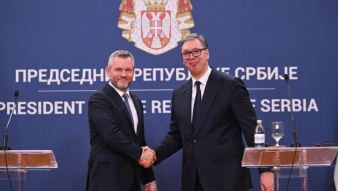DOGOVOREN NASTAVAK VOJNO-TEHNIČKE SARADNJE SA SLOVAČKOM: Vučić na zajedničkoj konferenciji za medije sa Pelegrinijem