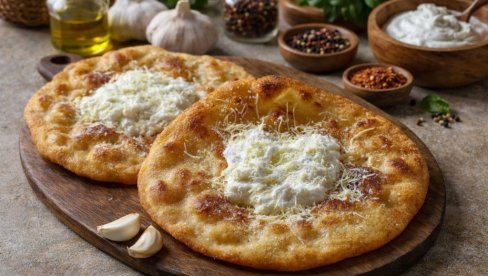 ЛАНГОСИ СА БЕЛИМ ЛУКОМ И СИРОМ: Хрскави споља, мекани изнутра и неодољиво мирисни