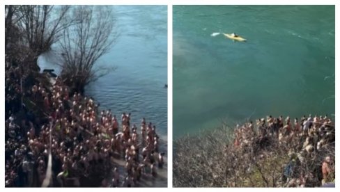 ORILO SE "OJ KOSOVO, KOSOVO": Veliki broj Podgoričana plivao za Časni krst (VIDEO)