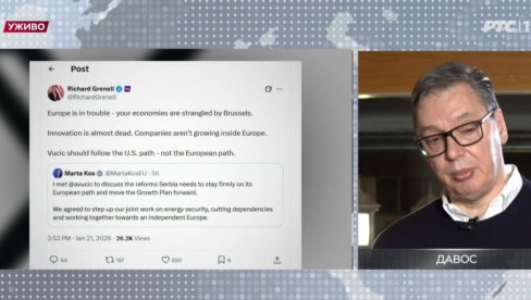 ВУЧИЋ О АМЕРИЧКОМ И ЕВРОПСКОМ ПУТУ: Гренел је озбиљан и одговоран човек