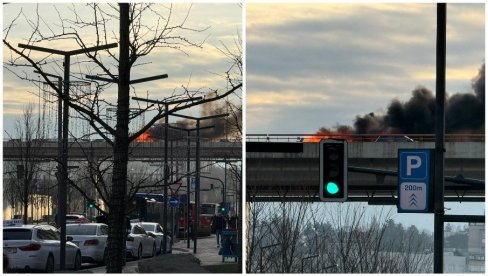 GORI KOMBI NA GAZELI: Vatrogasci odjurili na lice mesta, obustavljen saobraćaj (FOTO)