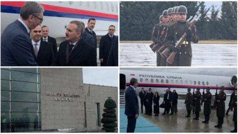 ВУЧИЋ СЛЕТЕО У АНКАРУ, ДОЧЕКАН СА ПОЧАСНОМ ГАРДОМ: Очекују ме важни разговори са Ердоганом (ВИДЕО)