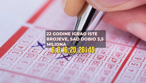22 godine igrao iste brojeve SAD postao milioner - 6, 8, 16, 20, 26 i 45