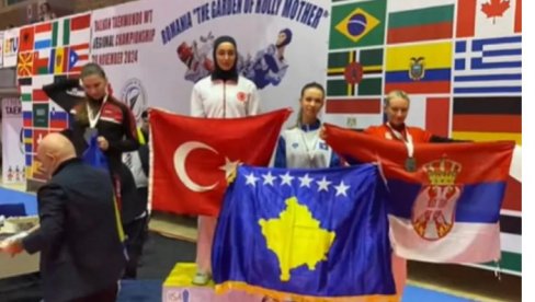 CEO REGION JE ZGROŽEN! Evo šta je uradila Šiptarka na pobedničkom postolju kada je videla Srpkinju