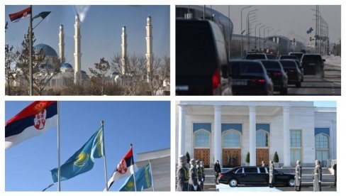 ASTANA OKIĆENA SRPSKIM TROBOJKAMA U ČAST VUČIĆA: Poseta srpskog lidera glavni događaj (FOTO)