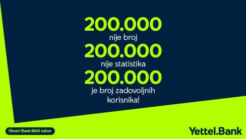 200.000 РАЗЛОГА ЗА СЛАВЉЕ: Yettel bank прославља 200.000 Bank MAX корисника
