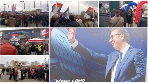 SVE SPREMNO ZA VELIČANSTVENI SKUP SNS U 16 ČASOVA: Veliki broj građana ispred Beogradske Arene (FOTO/VIDEO)