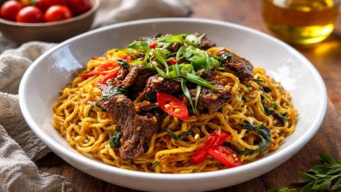 ZAČINJENI REZANCI SA GOVEDINOM I BELIM LUKOM:  Brz i aromatičan obrok