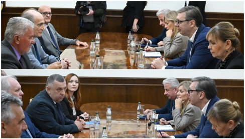 ВУЧИЋ ЗАВРШИО КОНСУЛТАЦИЈЕ: Председник разговарао са представницима ПУПС-а и Ми-глас из народа (ФОТО)