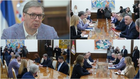 PREDSEDNIK ZAVRŠIO KONSULTACIJE: Vučić razgovarao sa predstavnicima tri stranke (FOTO)