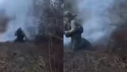 Отпоран на смрт: Погледајте невероватан снимак руског војника који преживљава напад дрона  - неогребан израња из експлозије (ВИДЕО)