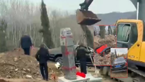 Богаташ сахрањен у луксузном мерцедесу: Затрпали и мечку - само таблице вреде 15.000 € (ВИДЕО)