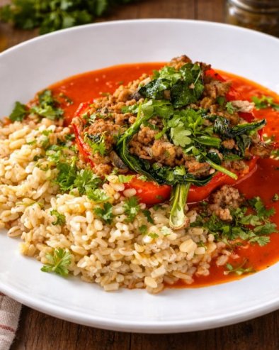 ПУЊЕНЕ ПАПРИКЕ СА ШАМПИЊОНИМА И СПАНАЋЕМ: