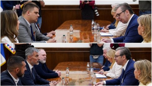 Председник завршио консултације: Вучић разговарао са представницима СПО и СРС (Фото)