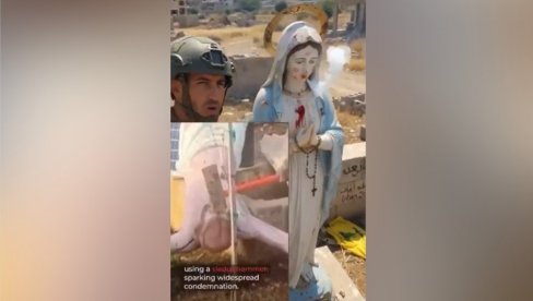 IZRAELSKI VOJNICI OSKRNAVILI HRIŠĆANSKE SVETINJE: Stavili cigaretu u usta na statui Device Marije i fotografisali (VIDEO)