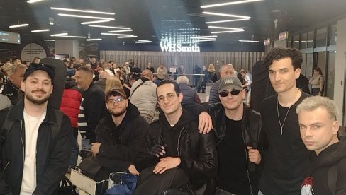 ”УМОРНИ СМО, АЛИ ПОЗИТИВНА ЕНЕРГИЈА ЈЕ ТУ”: Момци из Лавине слетели у Београд након финала 70. Песме Евровизије