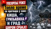 УПОЗОРЕЊЕ РХМЗ! Топло време се претвара у хаос: Киша, грмљавина и ГРАД широм Србије!