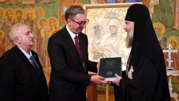 Ikona sa Hilandara dominira prostorom tokom sastanka Vučića sa patrijarhom Šiom