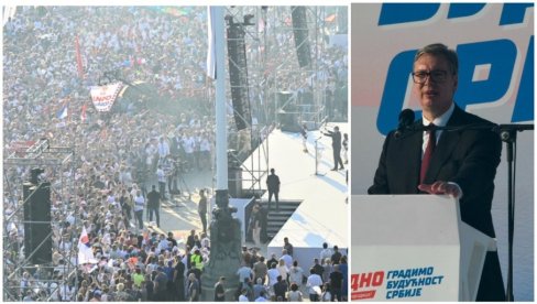 PREDSEDNIK DRŽI GOVOR: Vučić se obraća narodu na velikom skupu u Beogradu Srbija naša porodica (VIDEO)