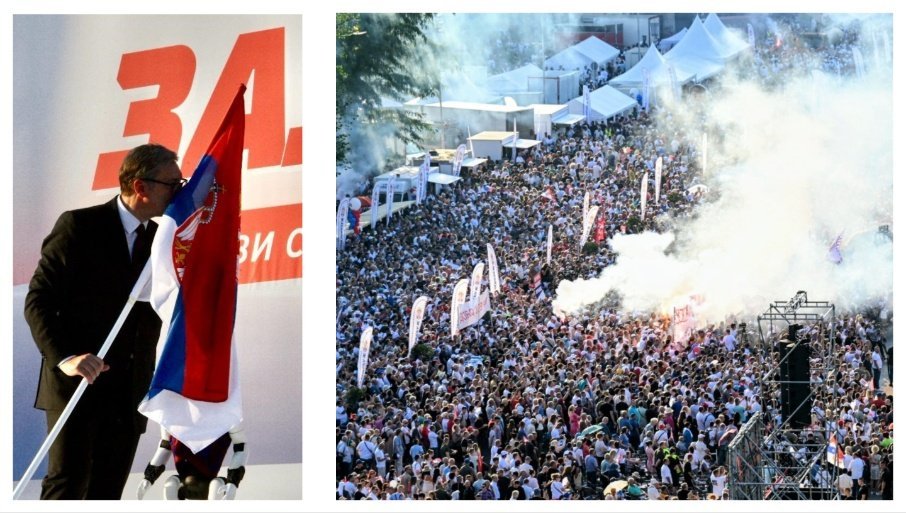 УЈЕДИЊЕНА СРБИЈА Вучић послао снажне поруке народу на великом скупу у Београду: До коначне победе (ВИДЕО)