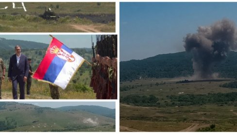 СНАГА НАШЕ АРМИЈЕ: Вучић посматра моћ Војске Србије на Пасуљанским ливадама (ВИДЕО)