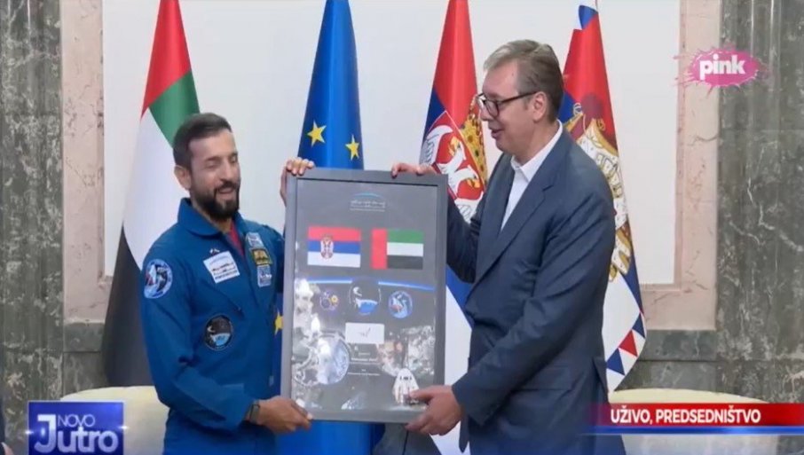 VUČIĆ S MINISTROM OMLADINE UAE: Srdačan susret u Predsedništvu s prvim arapskim astronautom