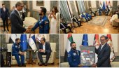 ВУЧИЋ УГОСТИО МИНИСТРА ОМЛАДИНЕ УАЕ: Срдачан сусрет у Председништву с првим арапским астронаутом (ФОТО)