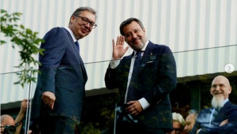 DOBAR I SADRŽAJAN RAZGOVOR O UNAPREĐENJU SARADNJE Vučić razgovarao sa Salvinijem: Uveren sam da ćemo nastaviti da razvijamo partnerstvo