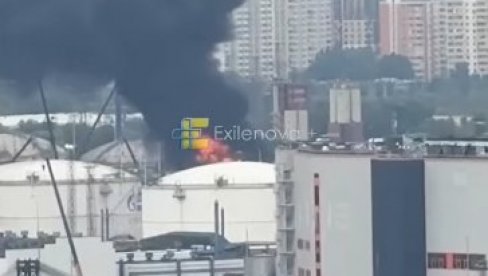 UDAR NA RUSKU ŽILU KUCAVICU, CRNI DIM NAD MOSKVOM: Brutalno pogođena rafinerija u prestonici (VIDEO)
