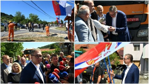 SREĆAN SAM, ZNAM DA TO ZNAČI ŽIVOT NAŠEM NARODU: Vučić obišao završne radove na deonici između Gornjih i Donjih Sinkovaca (VIDEO)