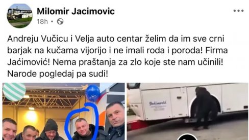 ЈЕЗИВЕ КЛЕТВЕ УПУЋЕНЕ АНДРЕЈУ ВУЧИЋУ Јаћимовић: Црни барјак да ти се вије на кући - уследиле још горе поруке