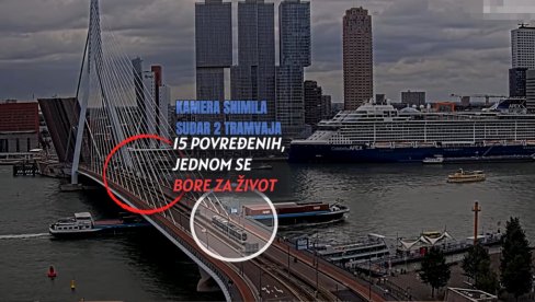(УЗНЕМИРУЈУЋ СНИМАК) Судар 2 трамваја на мосту - минимум 15 повређених, један критично! Први јурио, други стајао - Ротердам то не памти