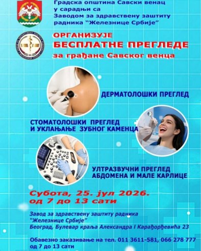 KONTROLA KOD KOŽNOG: Besplatni pregledi na Savskom vencu