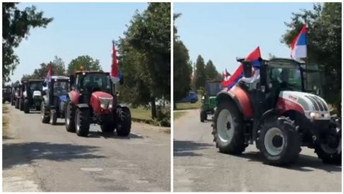 ТРАКТОРКСА КОЛОНА ОКИЋЕНА ТРОБОЈКАМА: Богатић чека председника Вучића (ВИДЕО)