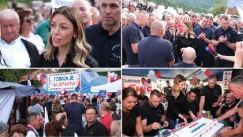 MINISTARKA MESAROVIĆ SA GOLIJE POSLALA JASNU PORUKU: Predsedniče Vučiću, svi su uz vas! Zaigrala i kolo uz zvuke srpske trube sa meštanima