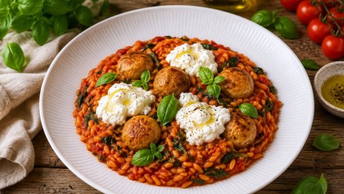 ORZO SA ĆUFTICAMA, SPANAĆEM I BURATOM: Mediteranski užitak iz jednog tiganja