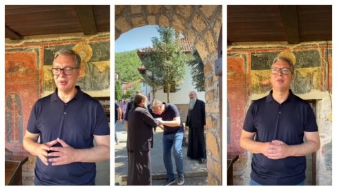 VUČIĆ U MANASTIRU SVETOG ĐORĐA: Svaki put kada uđem u jedan od naših manastira, osetim mir, snagu i vekovno trajanje Srbije (VIDEO)